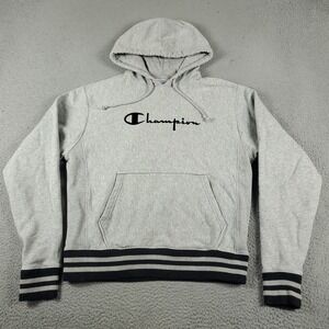 Champion Sweater Mens Medium Gray Reverse Weave Hoodie Pullover Sweatshirt *